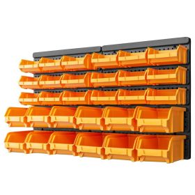 32 Piece Storage Bin Kit with Wall Panels Yellow and Black