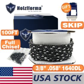 Holzfforma¬Æ 100FT Roll 3/8' .058'' Full Chisel Skip Saw Chain With 40 Sets Matched Connecting links and 25 Boxes