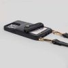 Noemie Napa Crossbody Strap and Wallet Case for iPhone 13 Pro Max, Black/Gold