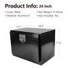 24 Inch Aluminum Stripes Plated Tool Box Pick Up Truck Bed RV Trailer Toolbox Waterproof Square Storage Organizer with Lock and Keys - Black 24"(24.2"