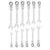 12Pc 8-19mm Metric Combination Wrench Flexible Head Ratchet Wrench Set Spanner Tool Set