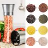 Stainless Steel Salt Pepper Grinder Tall Glass Sea Salt & Pepper Mill Shaker with Adjustable Coarseness