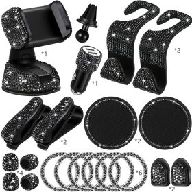 New Diamond-encrusted Hook Set Car Interior Products (Color: Black)