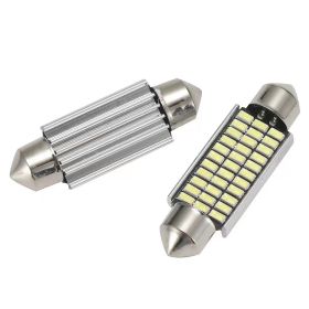 Car Roof Light Double Tip Decoding Reading Metal Light License Plate Light (Option: White-36mm27light)