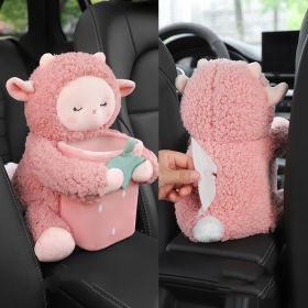 Creative Car Tissue Box Trash Can Two-in-one Cute Armrest Box Pumping Paper Box (Option: Strawberry sheep)