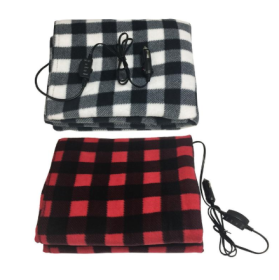 Explosion red plaid series warm 12v car heating blanket for autumn and winter season (Option: Red black)