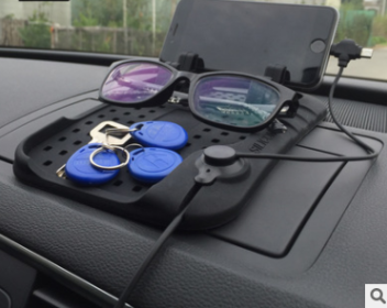 Car navigation bracket Car phone holder Magnetic USB charger Multifunctional silicone mat (Option: English packaging)