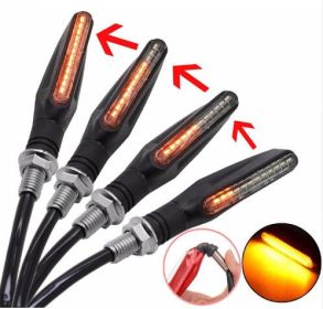 2021 Newest 4x Universal flowing water flickering led motorcycle turn signals Indicators Flexible Blinkers Foldable Amber light lamp (Option: 3 pcs)