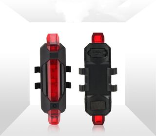 Bike Bicycle Light USB LED Rechargeable Safety Set Mountain Cycle Front Back Headlight Lamp Flashlight Bike Accessories (Color: Red)