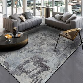 On Behalf Of The New Chinese Style Abstract Cement Gray Ink And Wash Short Crystal Velvet Bedroom Door Living Room Floor Mat Carpet (Option: Gray 150X200cm)