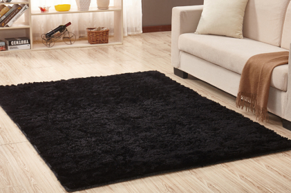 Living room coffee table bedroom bedside non-slip plush carpet (Option: Black-100x200)