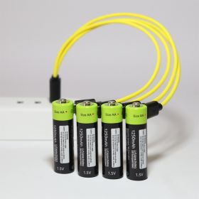 No.5 USB Rechargeable Lithium Battery 1.5V Four Sections  One Drag Four Charging Cable Set (Option: Green-AA)