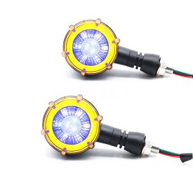 Turn Signal Lights, Motorcycle Modification LED Two-Color Water Indicator Signal (Option: Yellow blue-1pc)