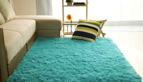 Living room coffee table bedroom bedside non-slip plush carpet (Option: Blue-40x60cm)