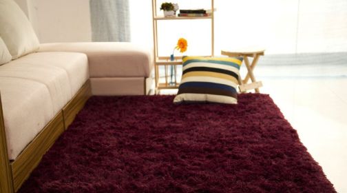 Living room coffee table bedroom bedside non-slip plush carpet (Option: Wine Red-80x160cm)