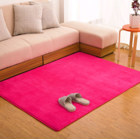 Memory cotton coral velvet carpet Living room bedroom door mats Bathroom kitchen non-slip absorbent carpets (Option: Rose Red-50x80cm)