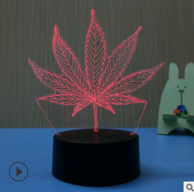 Led night light owl 3D table lamp can touch colorful (Option: Maple leaf-Three tone light 4W)