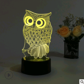 Led night light owl 3D table lamp can touch colorful (Option: Owl-Seven color touch 4W)