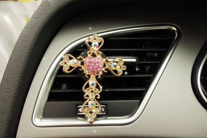 Cartoon Car Fragrance Car Interior Perfume Aromatherapy Female Car Supplies (Option: The cross is colored)