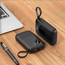 Power Bank Mini With Cable 10000mAh Portable Power Bank (Option: Black-10000 mAh)