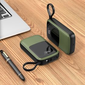 Power Bank Mini With Cable 10000mAh Portable Power Bank (Option: Green-10000 mAh)