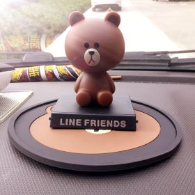 Cartoon Brown Bear Car Anti-slip Mat Car Storage Mat Phone (Color: brown)