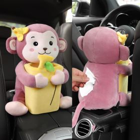 Creative Car Tissue Box Trash Can Two-in-one Cute Armrest Box Pumping Paper Box (Option: Banana monkey)