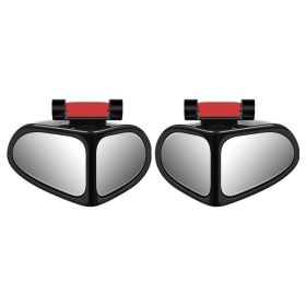 Car Reversing Small Round Mirror Front And Rear Wheel Wide-Angle Mirror Double-Sided Auxiliary Rearview 360 Adjustable Wide Angle Side Rear View Mirro (Option: Black-1Pair)