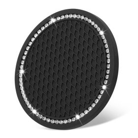 Rhinestone Water Coaster Diamond Car Anti-skid Pad Creative (Color: Black)