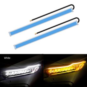 Ultra-thin Light Guide Strip Two-color LED Flowing Water Automobile Decorative Lamp (Option: White yellow-30cm)