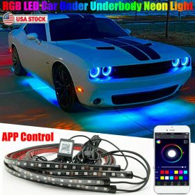 Car Underglow Light Flexible Strip LED Underbody Lights Remote APP Control Car Led Neon Light RGB Decorative Atmosphere Lamp (Option: Random)