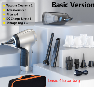 Car Mounted Brushless Handheld Inflatable  Vacuum Cleaner (Option: Basic 4hapa bag)