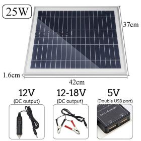 Outdoor Charging Polysilicon Battery Dual USB Interface Solar Panel (Option: 25W)