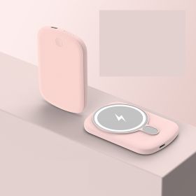 Fast Charging Compact And Portable Magnetic Wireless Power Bank (Option: Pink-5000mAh)