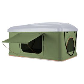 Self-driving Tour Camping Camping Hard Shell Outdoor Folding Roof Tent (Option: White shell army green-2.1m)