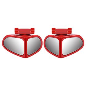 Car Reversing Small Round Mirror Front And Rear Wheel Wide-Angle Mirror Double-Sided Auxiliary Rearview 360 Adjustable Wide Angle Side Rear View Mirro (Option: Red-1Pair)