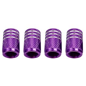 Colored Aluminum Valve Caps For Automobile Tires (Color: Purple)