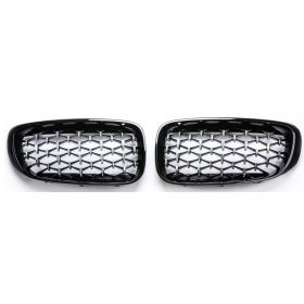 Replacement Front Bumper Kidney Double Slats For BMW 4 Series (Option: Black silver)