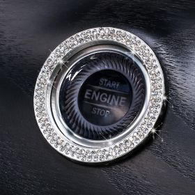 Diamond-encrusted Car One-button Start Decorative Ring  Stickers Women (Color: White)