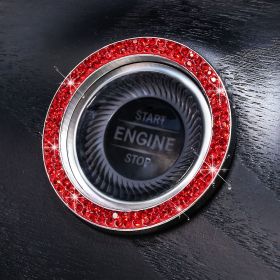 Diamond-encrusted Car One-button Start Decorative Ring  Stickers Women (Color: Red)