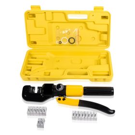 10T Hydraulic Crimping Tool 12-2/0AWG Hydraulic Cable Crimping Tool 0.43 inch Stroke Hydraulic Lug Crimper Electrical Terminal Crimper with 9 Pairs of (Model: YQK-70, 10T / 22046LBS)