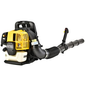 2-Stroke Commercial Backpack Leaf Blower Gas Powered Grass Lawn Blowing Machine (Color: Yellow)