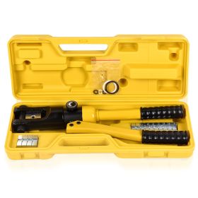 10T Hydraulic Crimping Tool 12-2/0AWG Hydraulic Cable Crimping Tool 0.43 inch Stroke Hydraulic Lug Crimper Electrical Terminal Crimper with 9 Pairs of (Model: YQK-240, 14T / 30864LBS)