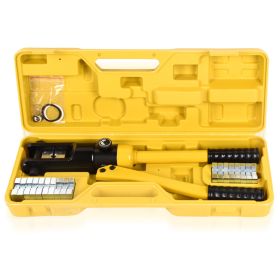 10T Hydraulic Crimping Tool 12-2/0AWG Hydraulic Cable Crimping Tool 0.43 inch Stroke Hydraulic Lug Crimper Electrical Terminal Crimper with 9 Pairs of (Model: YQK-120, 12T / 26455LBS)