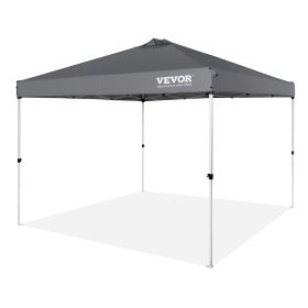 VEVOR Pop Up Canopy Tent, 10 x 10 ft, 250 D PU Silver Coated Tarp, with Portable Roller Bag and 4 Sandbags, Waterproof and Sun Shelter Gazebo for Outd (Color: GRAY)