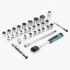 121pcs 1/2" 1/4" 3/8" Socket and Drive Tool Set Mechanics Tools Kit Ratchet Wrench Sockets Set Metric Drive Socket Set, 1/2" 1/4" 3/8" Drive Sizes wit