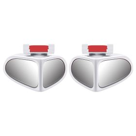 Car Reversing Small Round Mirror Front And Rear Wheel Wide-Angle Mirror Double-Sided Auxiliary Rearview 360 Adjustable Wide Angle Side Rear View Mirro (Option: White-1Pair)